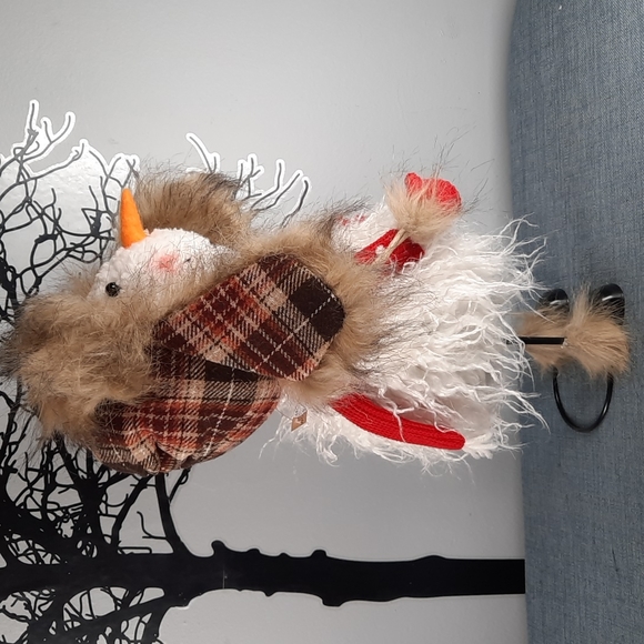 Bouncy Snowman Standing Figure Woodsman Ear Flap Plaid Hat Fun Happy - Picture 4 of 9